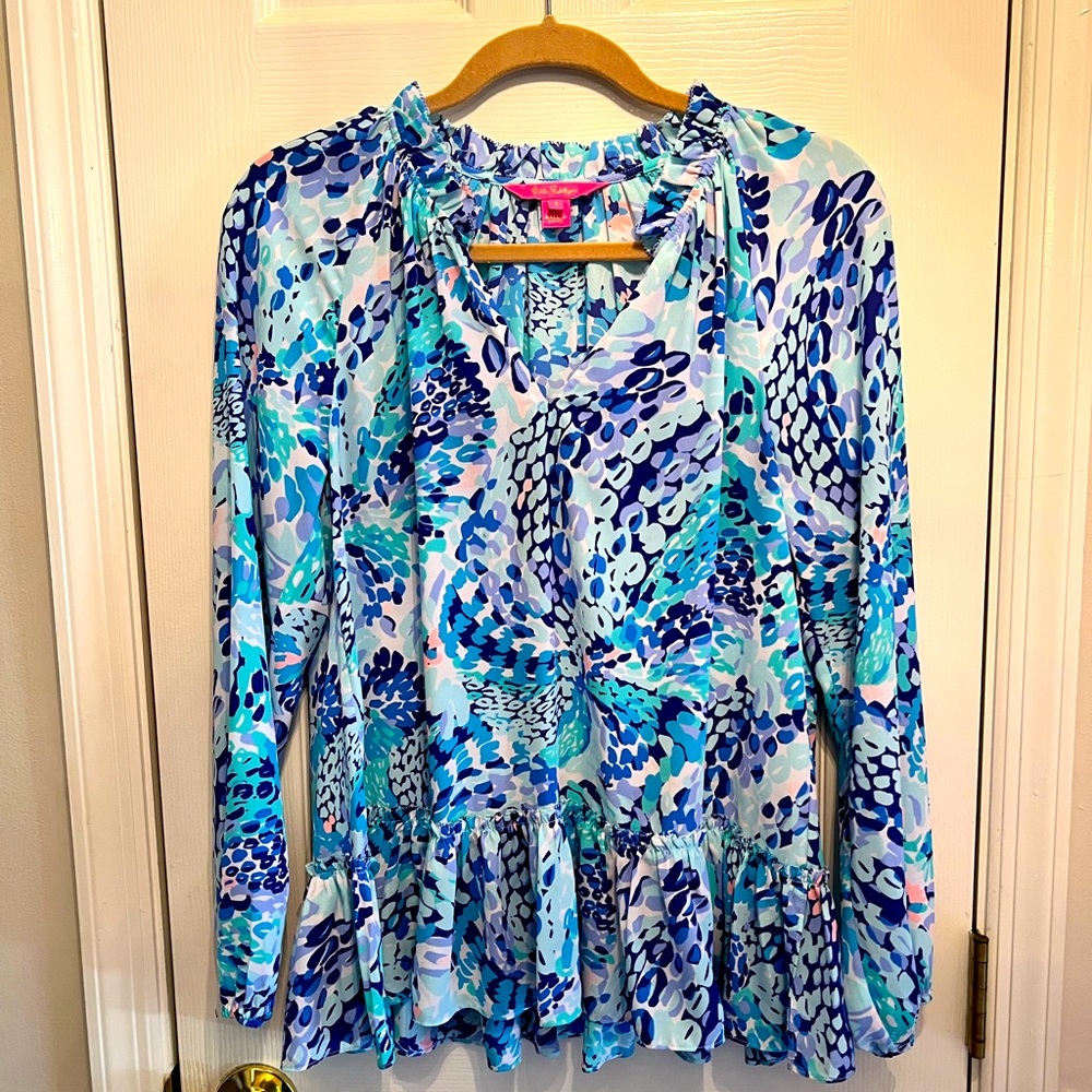 Lilly Pulitzer Long Sleeve Blue Blouse.